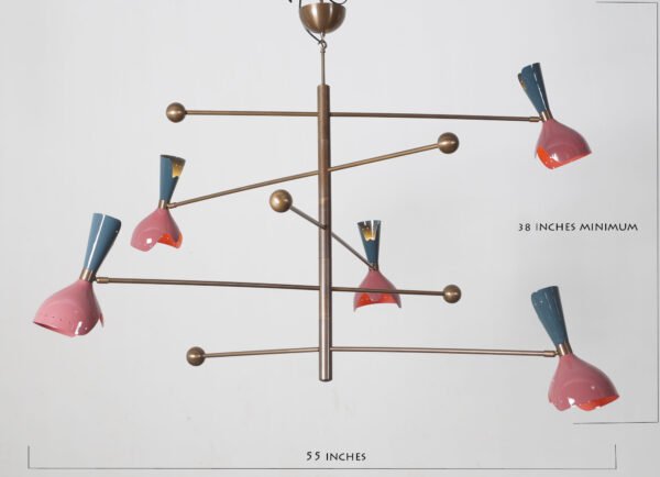 Light Cut Shade Counterball Pendant Mid Century Modern Raw Brass Sputnik chandelier light Fixture - Image 5