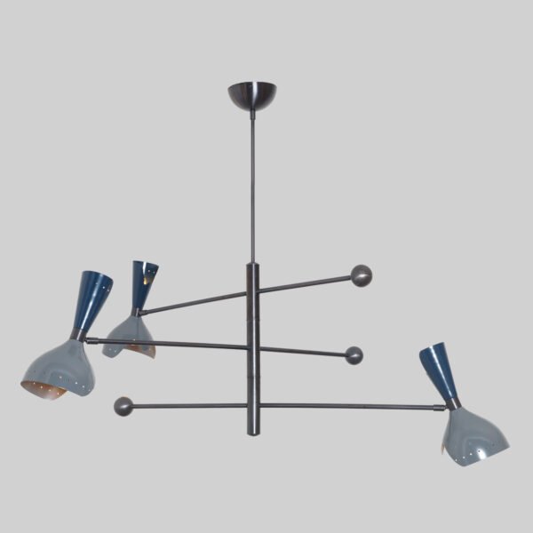 3 Light Cut Shade Pendant Mid Century Modern Raw Brass Sputnik chandelier light Fixture - Image 2