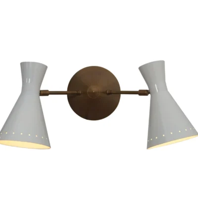 Double Shade Brass Articulated Arm Wall Lamp