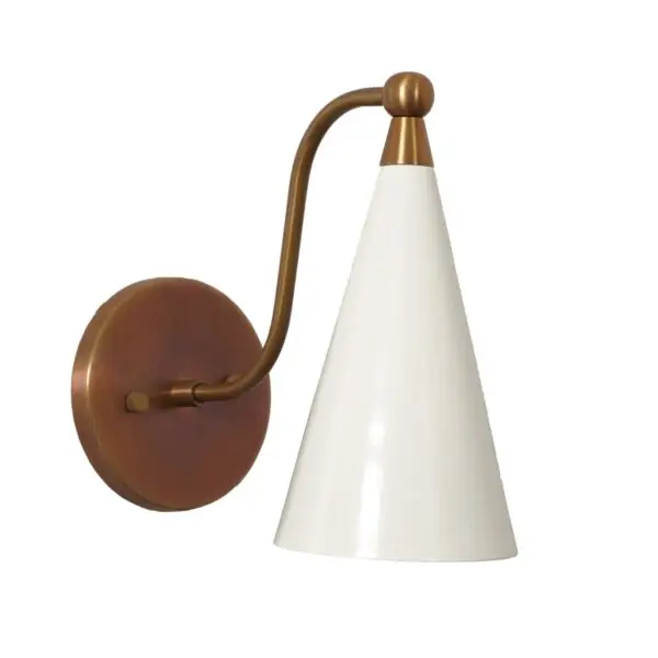 Single Light Cone Shade Brass Wall Sconce - Image 2