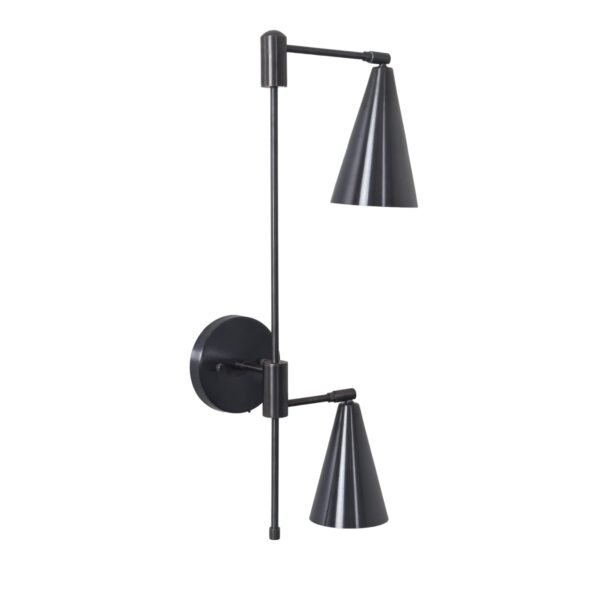 Double Shade Brass Articulated Arm Wall Lamp - Image 2