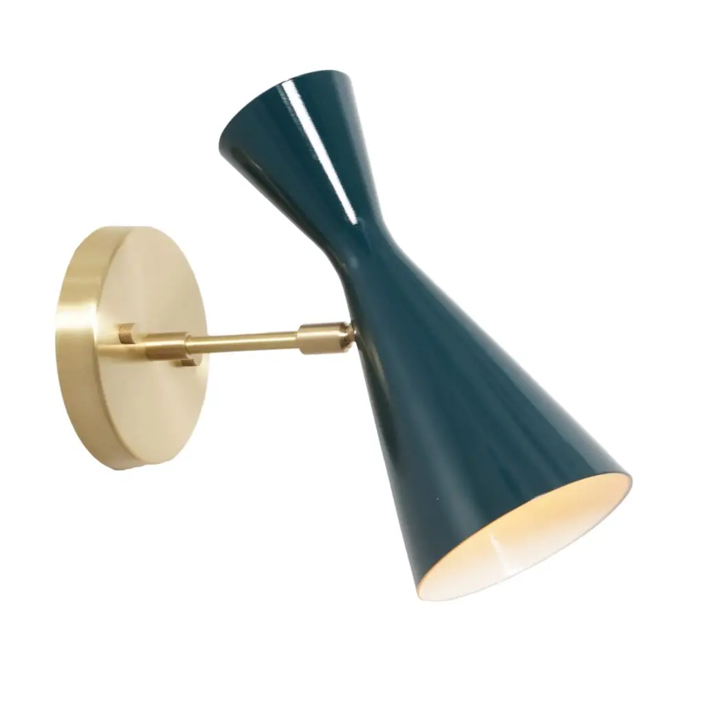Single Light Cone Shade Brass Wall Sconce