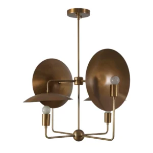 Modern Brass Four Light Sputnik Ceiling Chandelier
