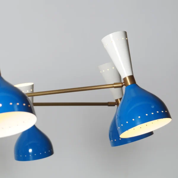 Diabola 8 Shade Light Stilnovo Brass Chandelier Fixture - Image 2