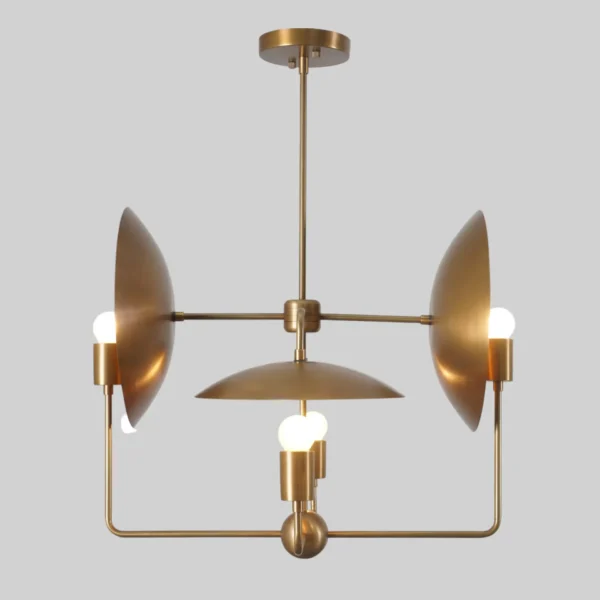 Modern Brass Four Light Sputnik Ceiling Chandelier - Image 3