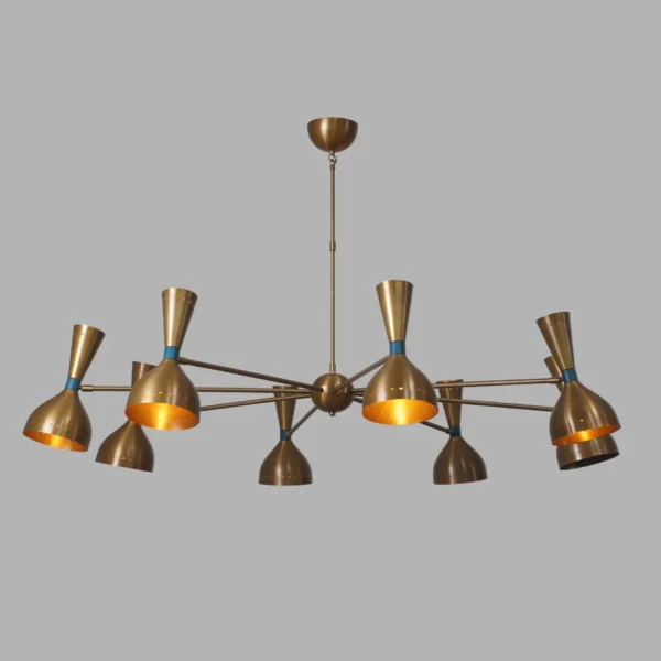 Diabola 8 Shade Light Stilnovo Brass Chandelier Fixture - Image 3