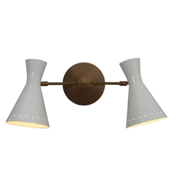Double Shade Brass Articulated Arm Wall Lamp - Image 2