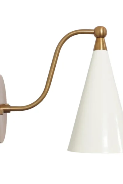 Single Light Cone Shade Brass Wall Sconce
