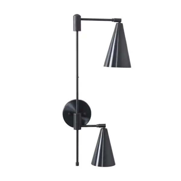 Double Shade Brass Articulated Arm Wall Lamp - Image 3