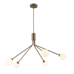 Five Globe Brass Sputnik Spider Chandelier Light Fixture