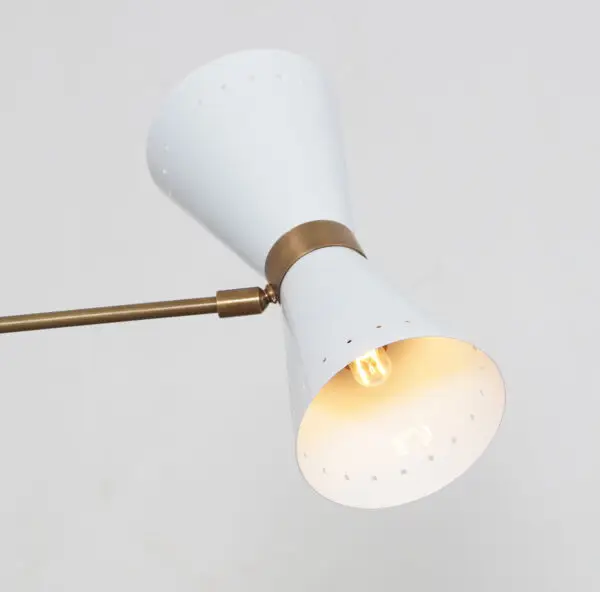 Brass Articulated Arm Double Shade Wall Lamp - Image 2