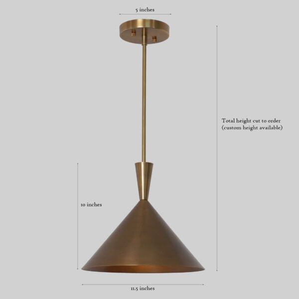 Contemporary Brass Cone Pendant Light - Image 4