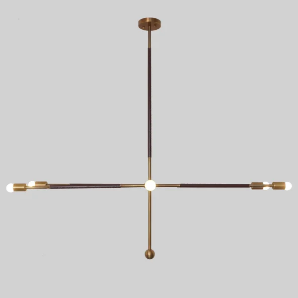 Stilnovo Brass Six Light Highway Ceiling Chandelier Pendant Light - Image 2