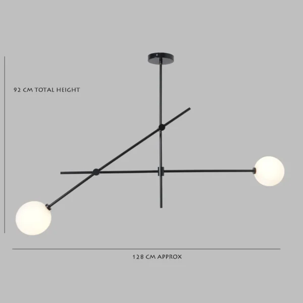Brass Sputnik Two Globe Chandelier Light Fixture - Image 2