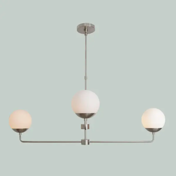Four Glass Globe Shade Light Brass Sputnik Chandelier - Image 3