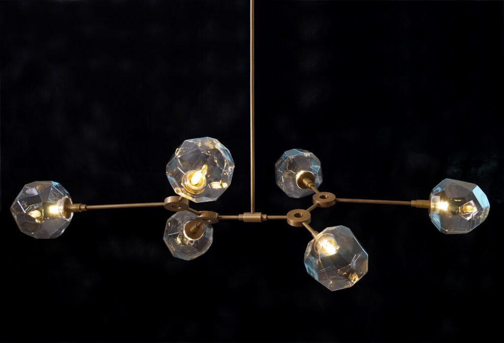 Modern Brushed Brass Sputnik chandelier light Fixture