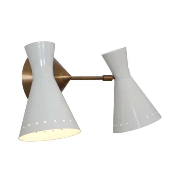 Double Shade Brass Articulated Arm Wall Lamp - Image 3