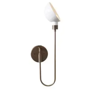 Single Light Cone Shade Brass Wall Lamp