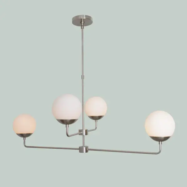 Four Glass Globe Shade Light Brass Sputnik Chandelier - Image 2