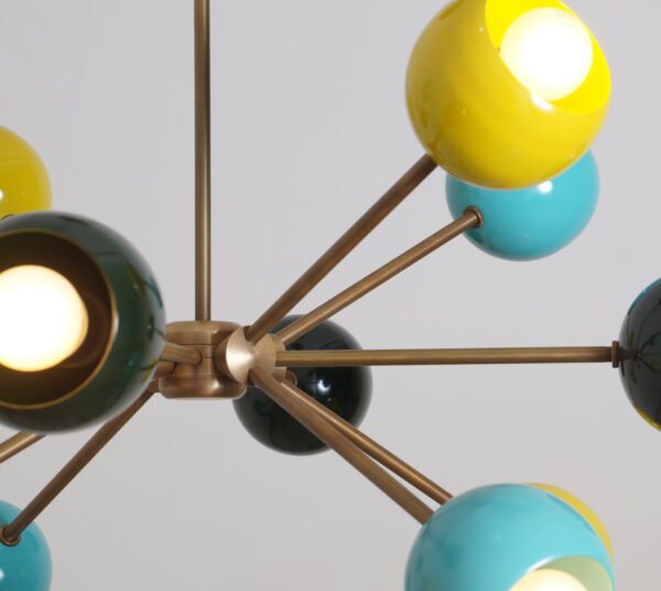 Mid Century Multicolor 12 Arm Sputnik Chandelier - Image 2