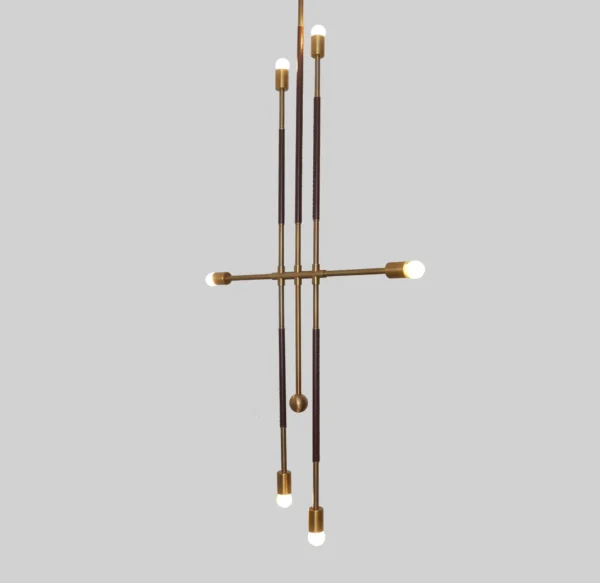 Stilnovo Brass Six Light Highway Ceiling Chandelier Pendant Light - Image 3