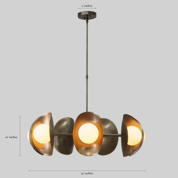 Seven Globe Brass Sputnik Tuna Chandelier Light Fixture - Image 2