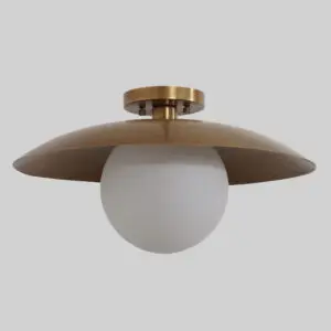 Single Globe Brass Flush Mount Ceiling Lamp