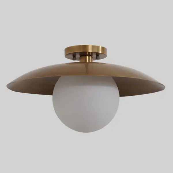 Single Globe Brass Flush Mount Ceiling Lamp