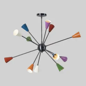 Twelve Light Multi Color Sputnik Chandelier