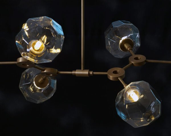 Modern Brushed Brass Sputnik chandelier light Fixture - Image 2