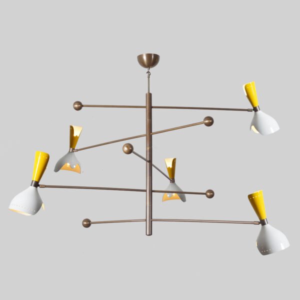 Light Cut Shade Counterball Pendant Mid Century Modern Raw Brass Sputnik chandelier light Fixture - Image 2