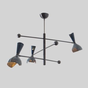 3 Light Cut Shade Pendant Mid Century Modern Raw Brass Sputnik chandelier light Fixture