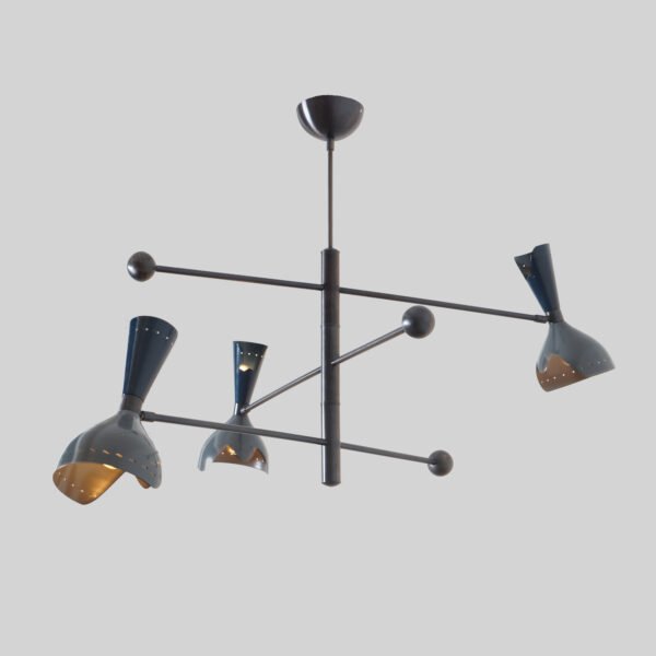 3 Light Cut Shade Pendant Mid Century Modern Raw Brass Sputnik chandelier light Fixture