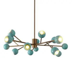 Fifteen Light Brass Sputnik Chandelier