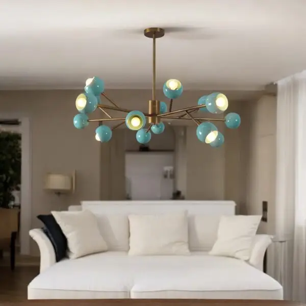 Fifteen Light Brass Sputnik Chandelier - Image 2