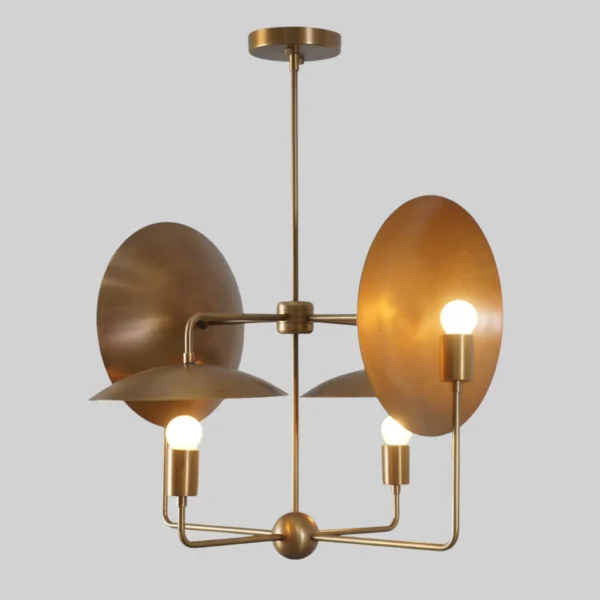 Modern Brass Four Light Sputnik Ceiling Chandelier - Image 2