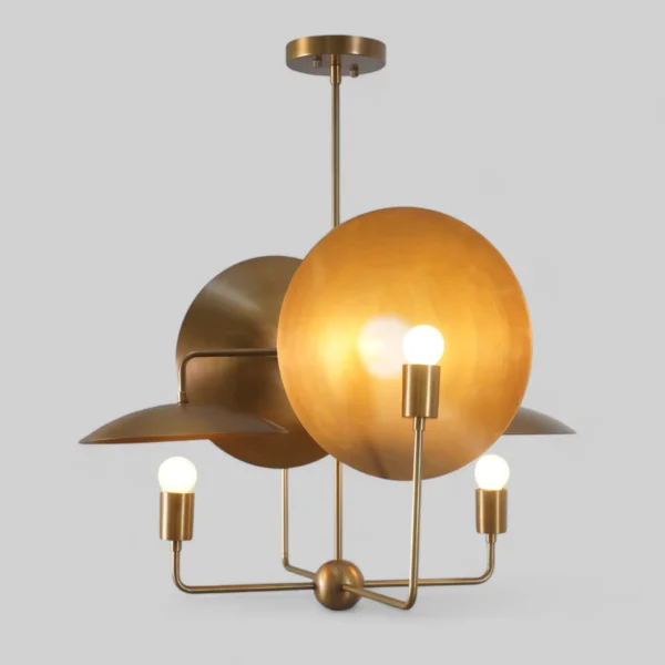 Modern Brass Four Light Sputnik Ceiling Chandelier - Image 4