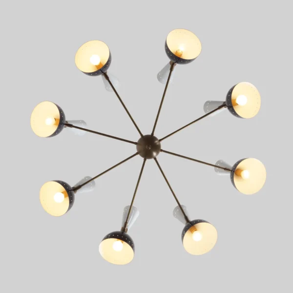Diabola 8 Shade Light Stilnovo Brass Chandelier Fixture - Image 2