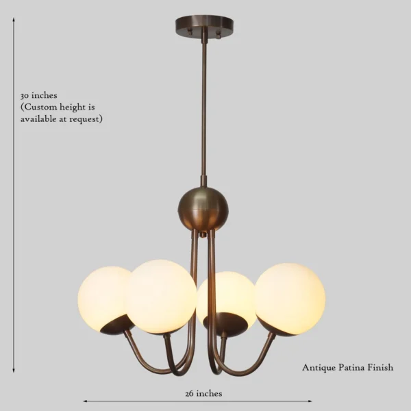 Four Globe Brass Sputnik Lotus Chandelier Pendant Light - Image 2