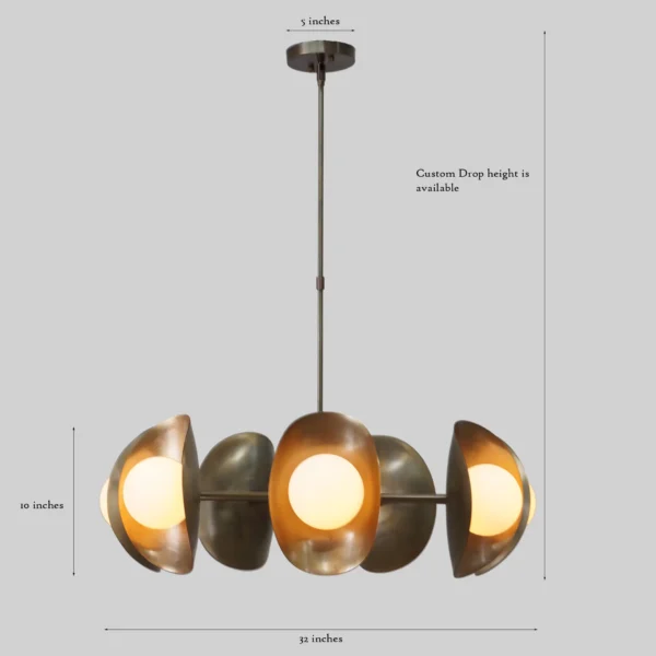 Seven Globe Brass Sputnik Tuna Chandelier Light Fixture - Image 3