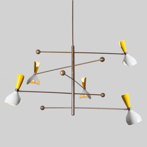 Light Cut Shade Counterball Pendant Mid Century Modern Raw Brass Sputnik chandelier light Fixture - Image 3