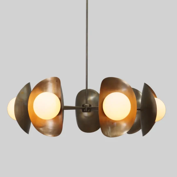 Seven Globe Brass Sputnik Tuna Chandelier Light Fixture - Image 4