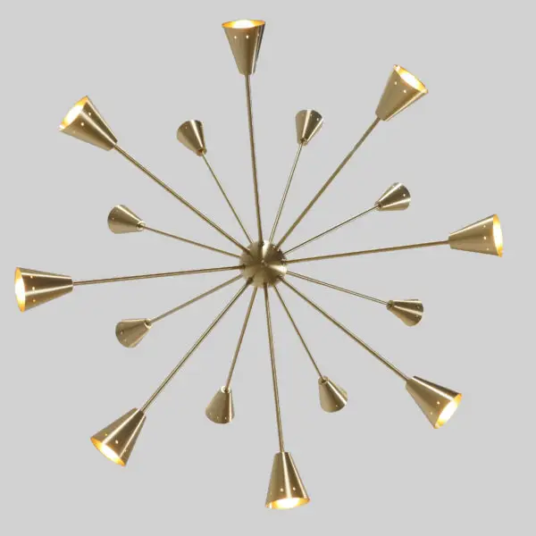 Sixteen Light Sputnik Chandelier Light Fixture - Image 3