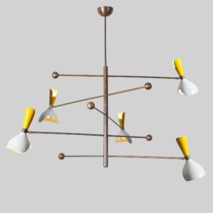 Light Cut Shade Counterball Pendant Mid Century Modern Raw Brass Sputnik chandelier light Fixture