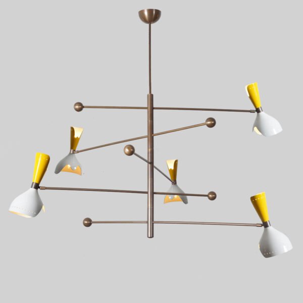 Light Cut Shade Counterball Pendant Mid Century Modern Raw Brass Sputnik chandelier light Fixture