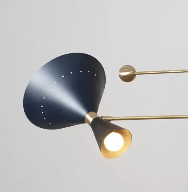 3 Shade Light Stilnovo Brass Chandelier Fixture - Image 2