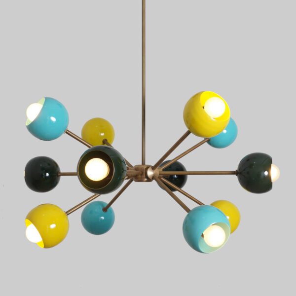 Mid Century Multicolor 12 Arm Sputnik Chandelier - Image 3