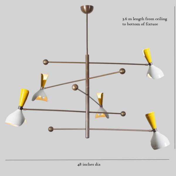 Light Cut Shade Counterball Pendant Mid Century Modern Raw Brass Sputnik chandelier light Fixture - Image 4