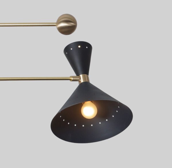 3 Shade Light Stilnovo Brass Chandelier Fixture - Image 3