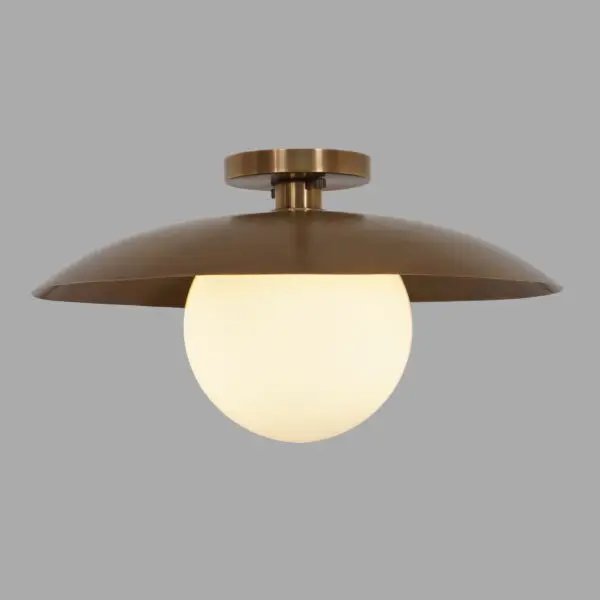 Single Globe Brass Flush Mount Ceiling Lamp - Image 3